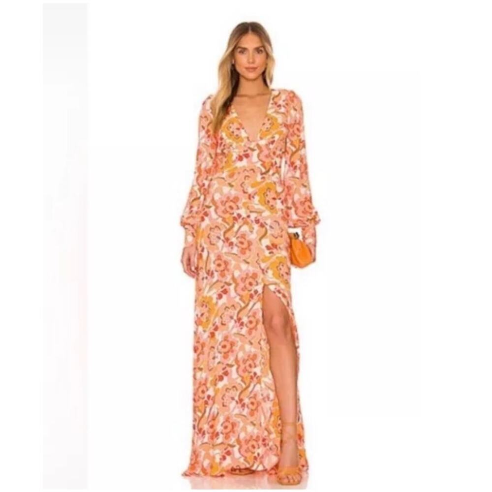 AFRM Shiloh Floral Open Back Long Sleeve Maxi Dress XS - Picture 9 of 10